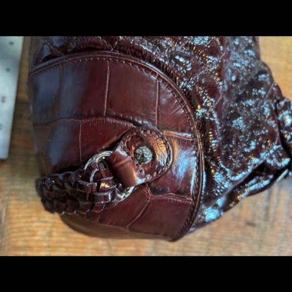 Brighton Shimmering Bordeaux Colored Shoulder Bag Made With Coated Leather